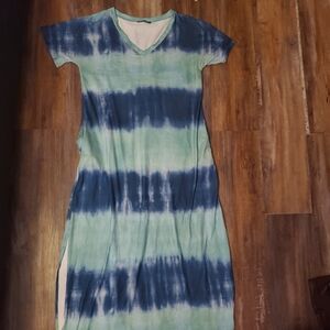 Blue and Green Tie-Dye Maxi Dress